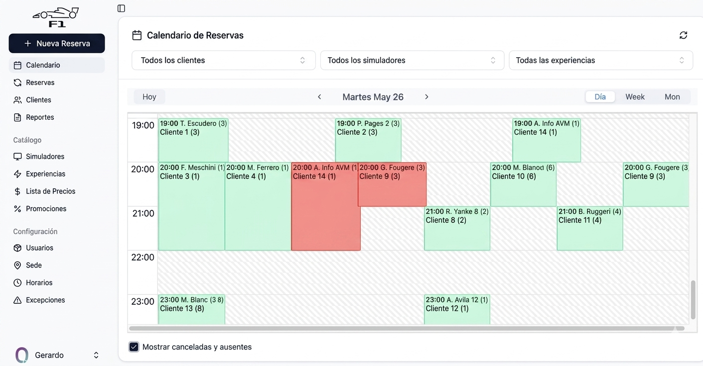 Calendario de reservas GestyTurno